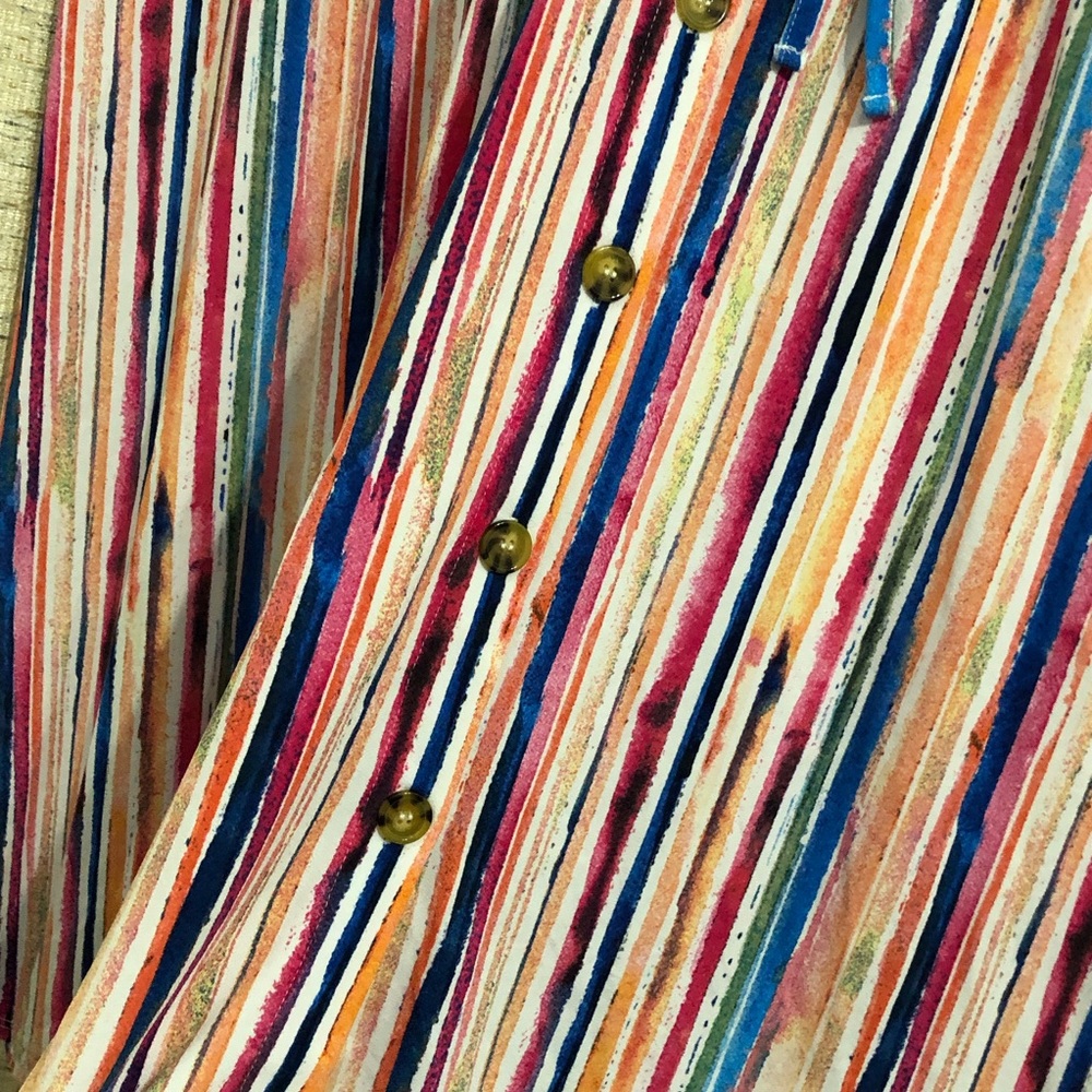 Terra & Sky Button Front Stripe Midi Skirt - 3X - Picture 2 of 10
